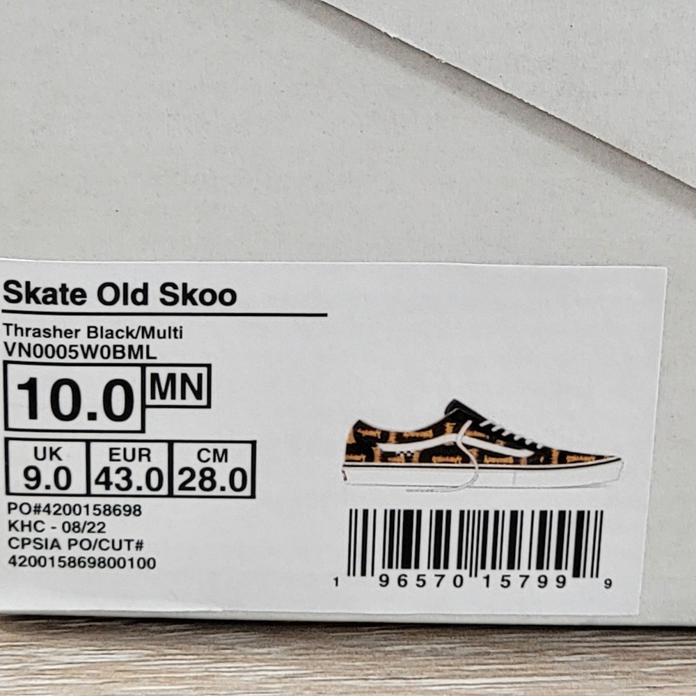 New Vans Skate Old Skool Thrasher Black Multi Flame Skateboarding Shoes - Picture 5 of 5